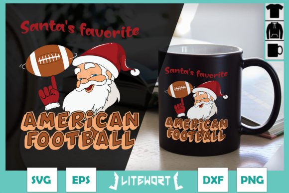 Christmas Santa s Favorite Football Graphics for Crafts