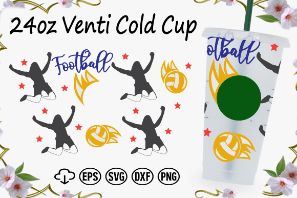 Football Cold Cup 24oz SVG Cut Files for Crafts and Graphics