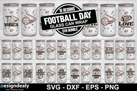 Football Glass Can Wrap SVG Bundle for Crafts & Graphics