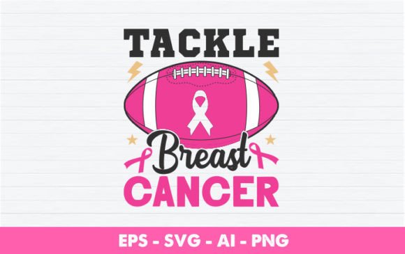 Pink Ribbon Football Tackle Breast Cancer Graphics for Crafts